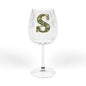 Monogram S Floral 12oz Wine Glass — Personalized Initial 'S' Stemmed Glass
