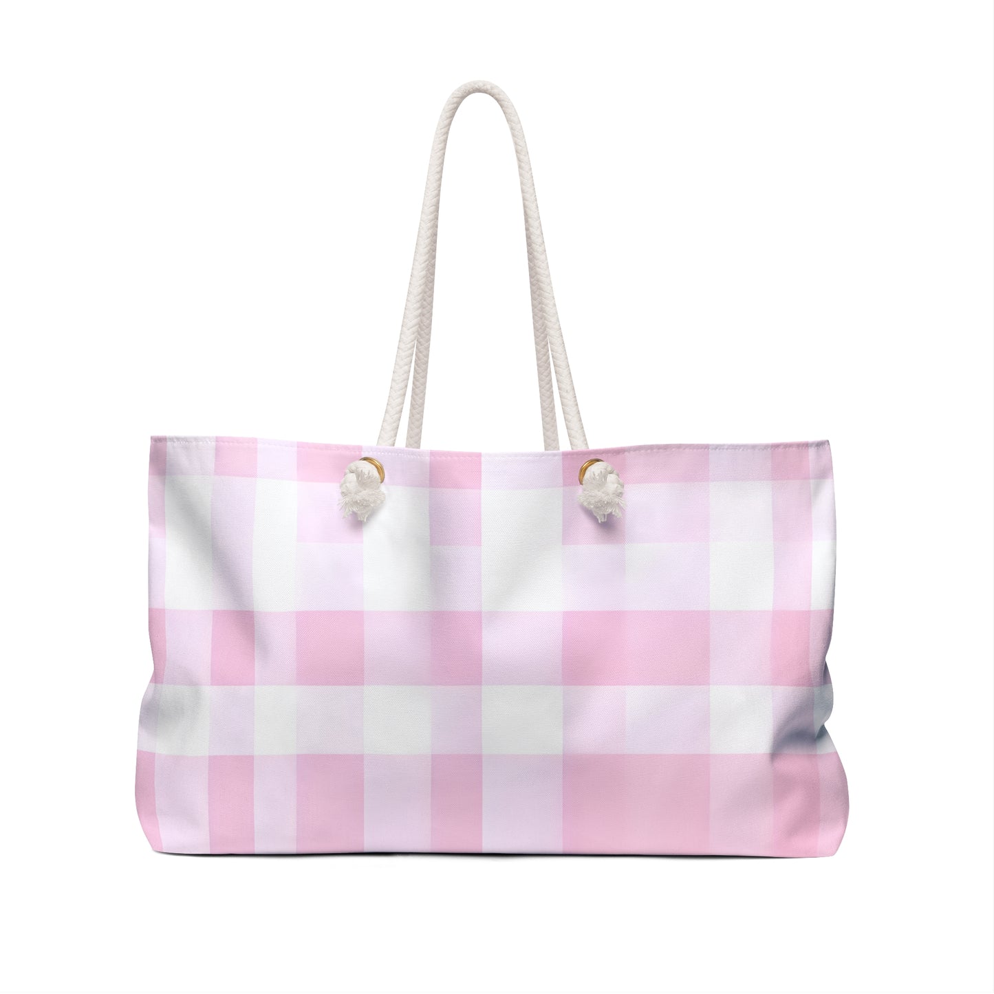 Pink Gingham Weekender Bag — Large Plaid Beach & Travel Tote