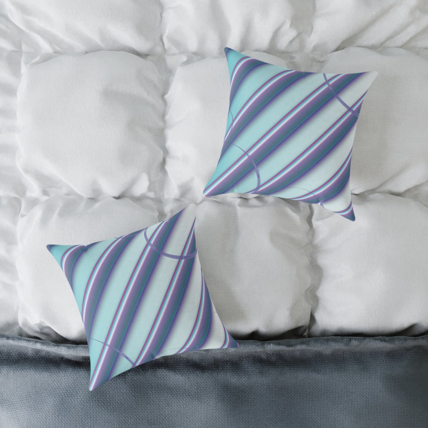 Abstract Teal & Lavender Striped Throw Pillow