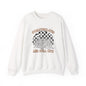 Sweatshirt — "Overstimulated and Still Cute" Skull Checkerboard Graphic Crewneck