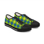 Plaid Green Blue Low Top Sneakers — Casual Canvas Shoes