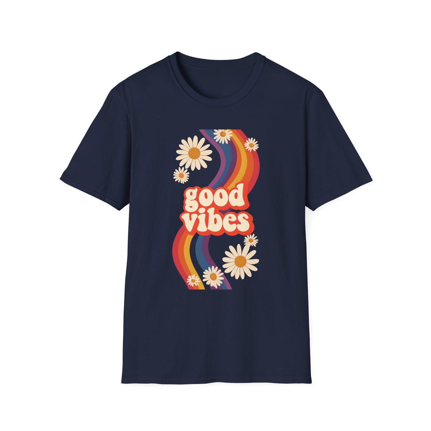 Good Vibes Unisex Softstyle T-Shirt, Retro Sunshine Tee, Positive Energy Shirt, Festival Apparel, Gift for Friends