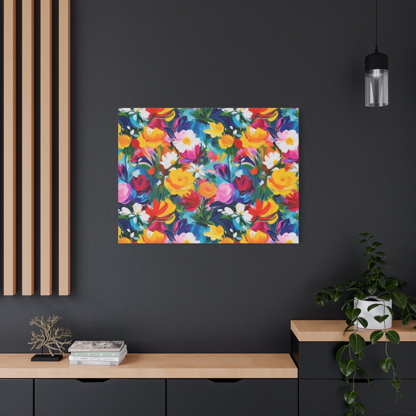Vibrant Floral Matte Canvas Wall Art — Colorful Garden Print, Stretched 1.25"