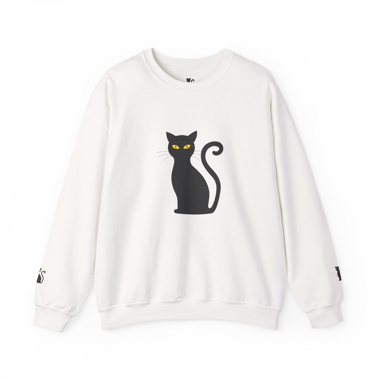 Black Cat Crewneck Sweatshirt — Cute Witchy Halloween Cat Pullover