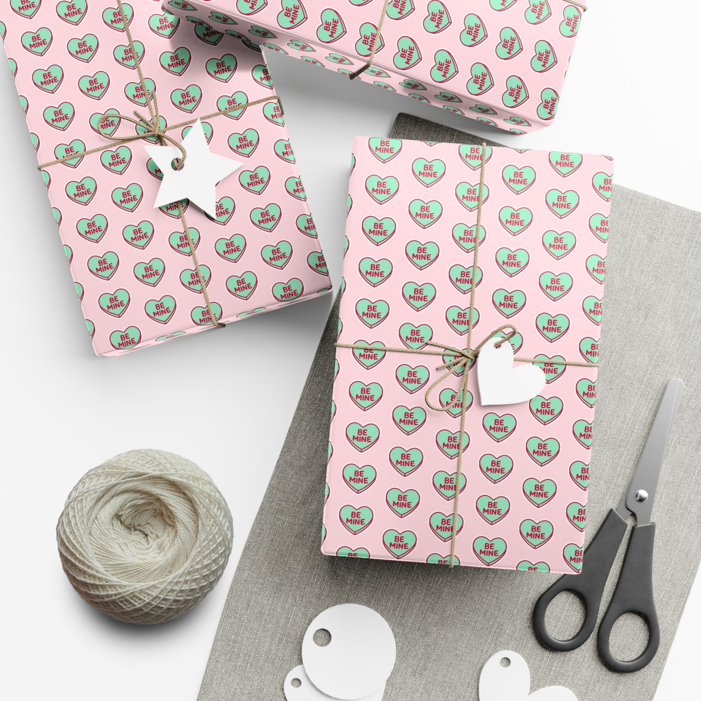 Valentine 'Be Mine' Heart Gift Wrap Paper – Pink Romantic Wrapping Sheets