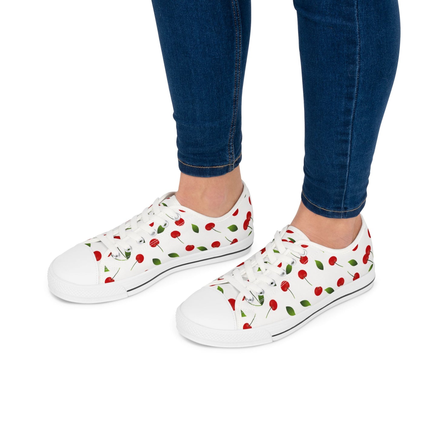 Cherry Print Low Top Sneakers — Women's Cute Summer Casual Shoes