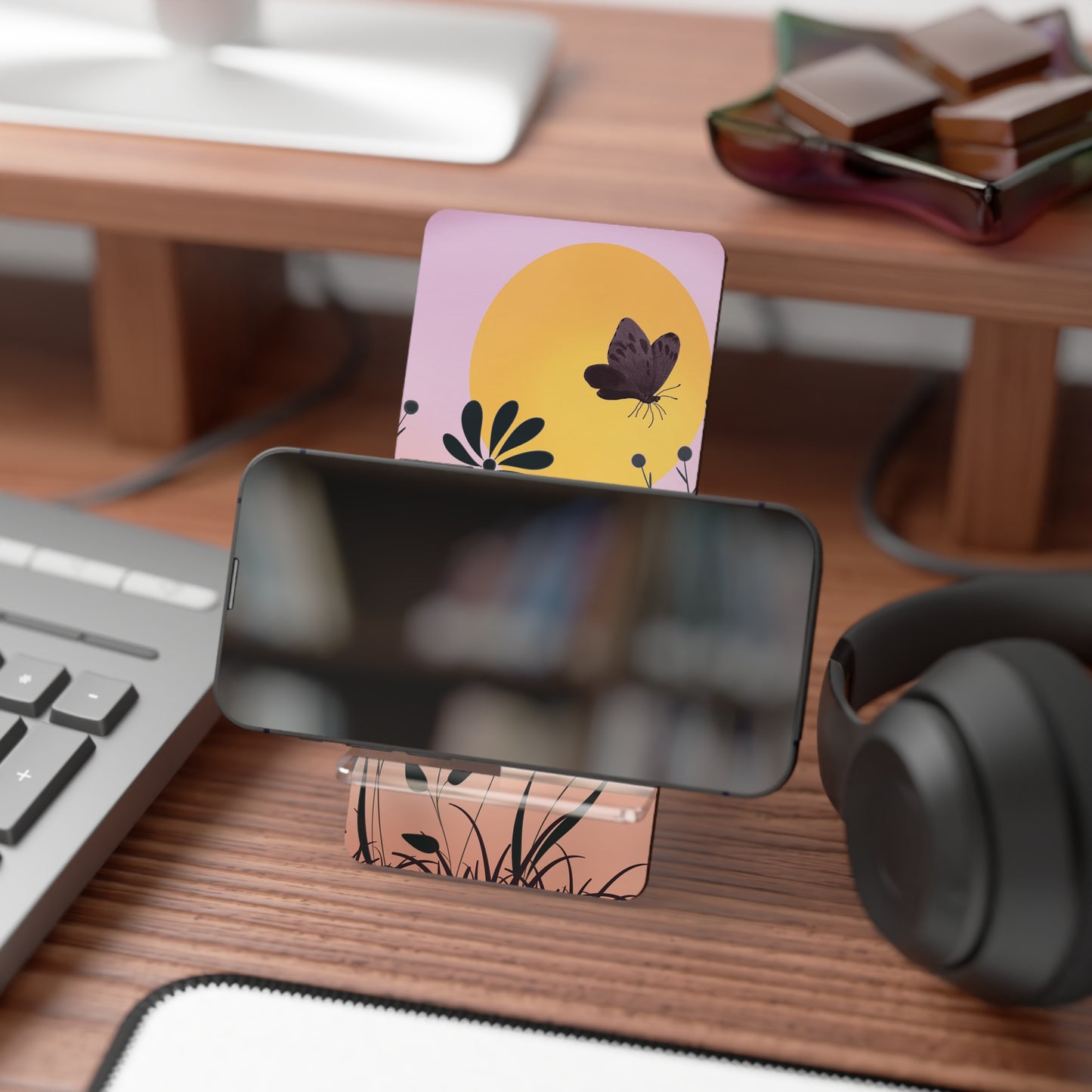 Butterfly Floral Mobile Display Stand, Phone Holder, Desk Organizer, Gift for Nature Lovers, Butterfly Décor, Cute Phone Accessory