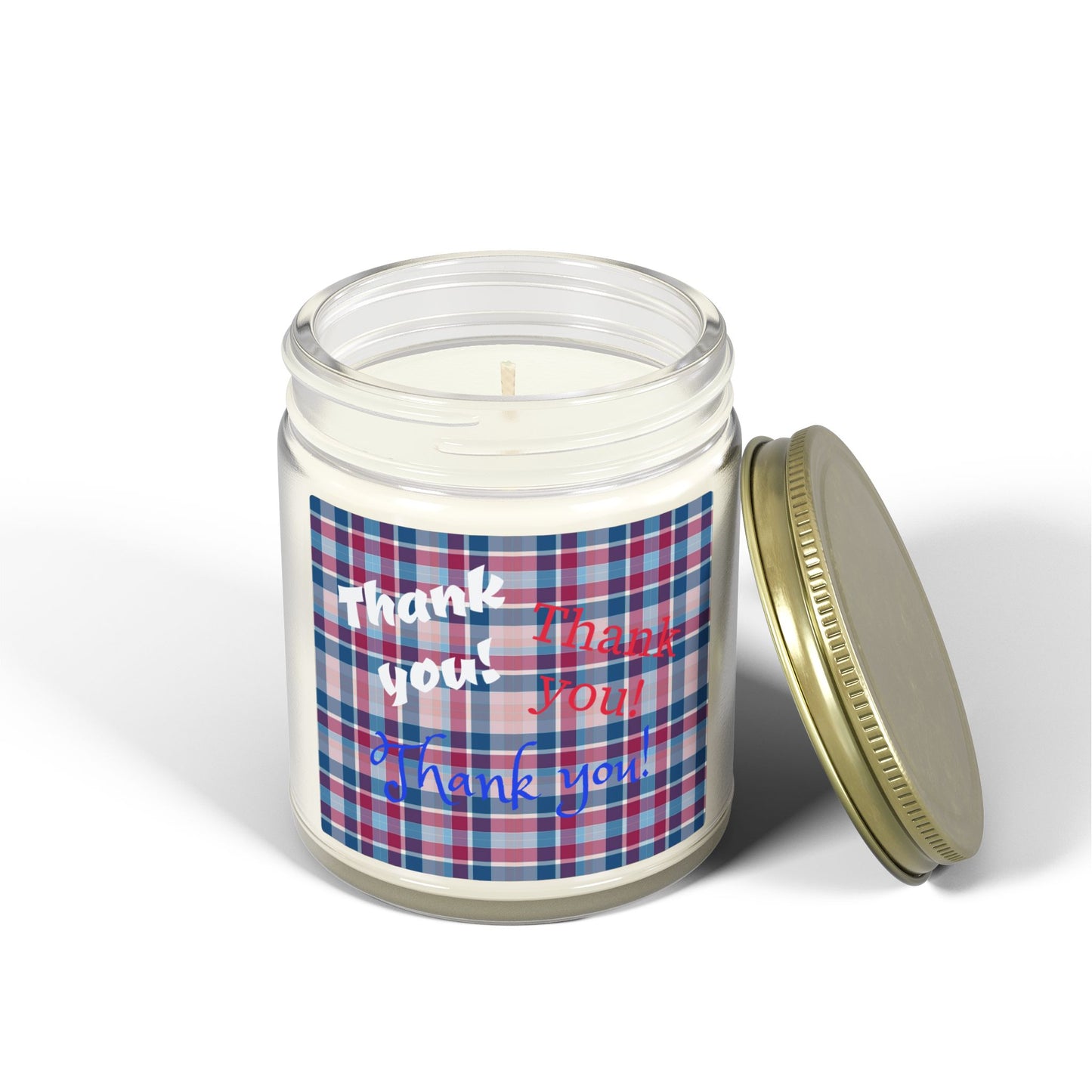 Thank You Plaid Candle — Coconut Apricot Scented Jar (4oz/9oz)