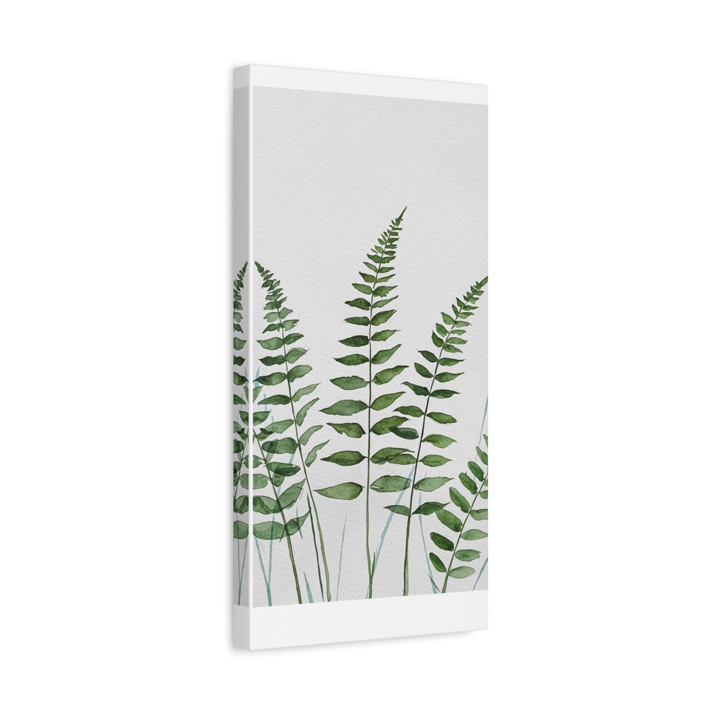Fern Watercolor Canvas Art – Botanical Matte Stretched Wall Print