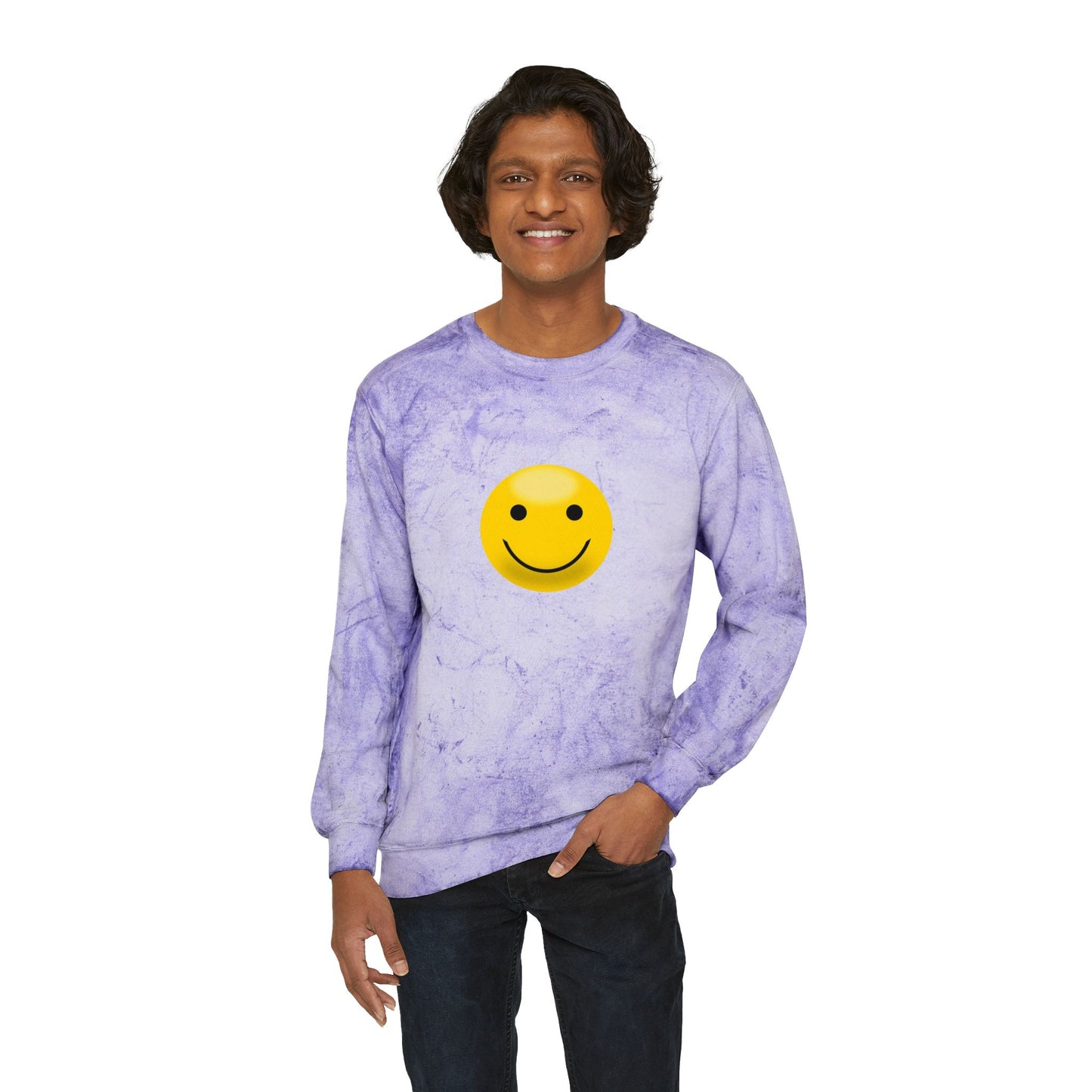 Cheerful Tie-Dye Crewneck Sweatshirt | Smiley Face Unisex Sweatshirt