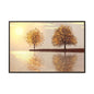 Framed Matte Canvas Wall Art — Golden Autumn Trees Reflection