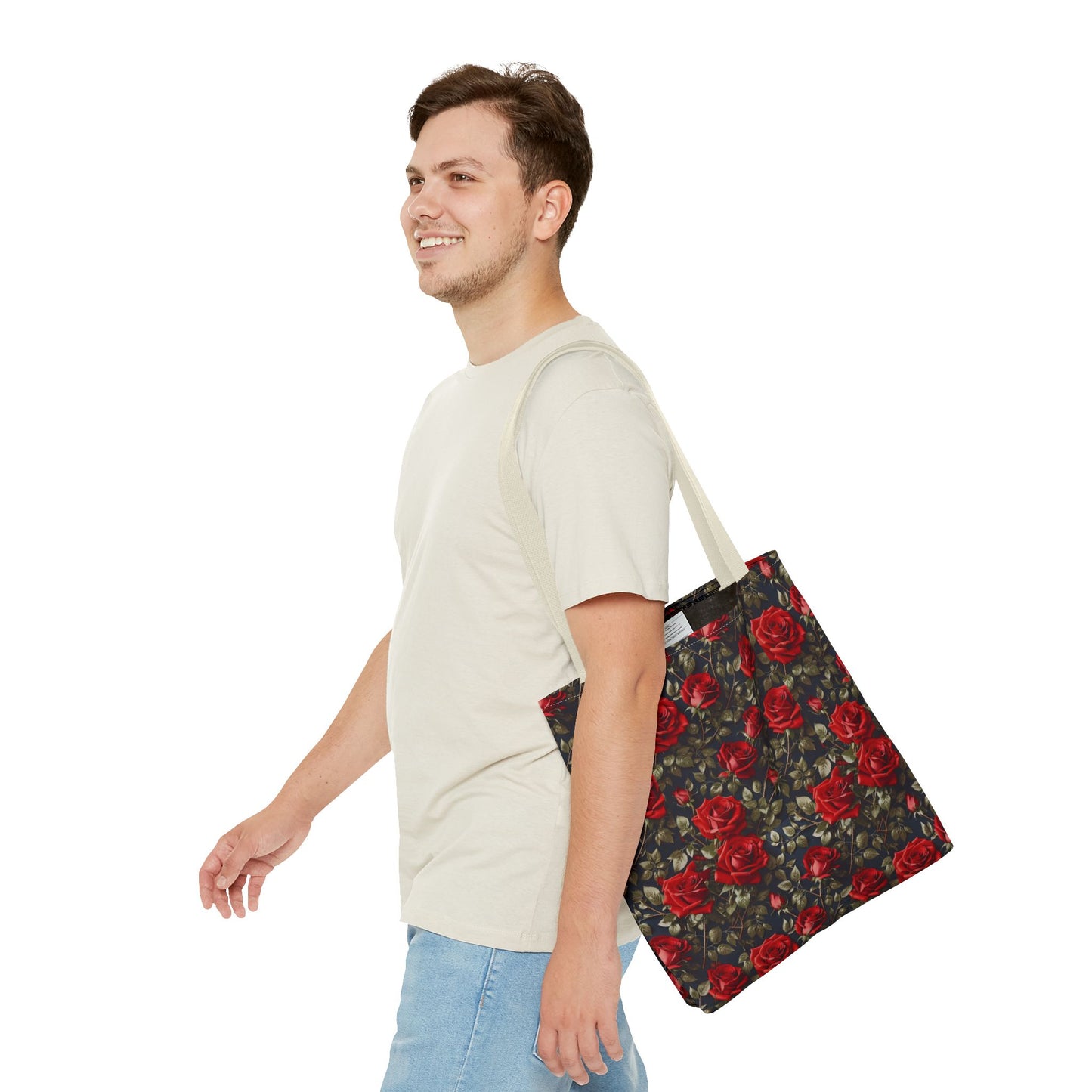 Elegant Floral Tote Bag, Stylish Rose Print, Gift for Her, Eco-Friendly Shopping Bag, Perfect for Spring, Everyday Use, Casual Chic