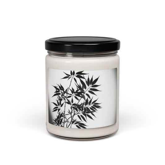 Soy Candle - Black Botanical Silhouette Scented Jar (9oz)