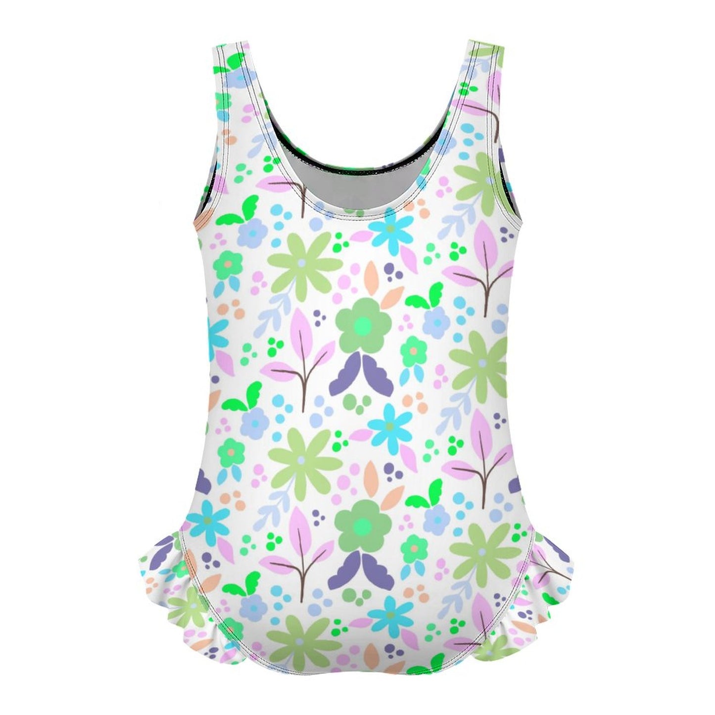 Girls Ruffle Trim One Piece Swimwear