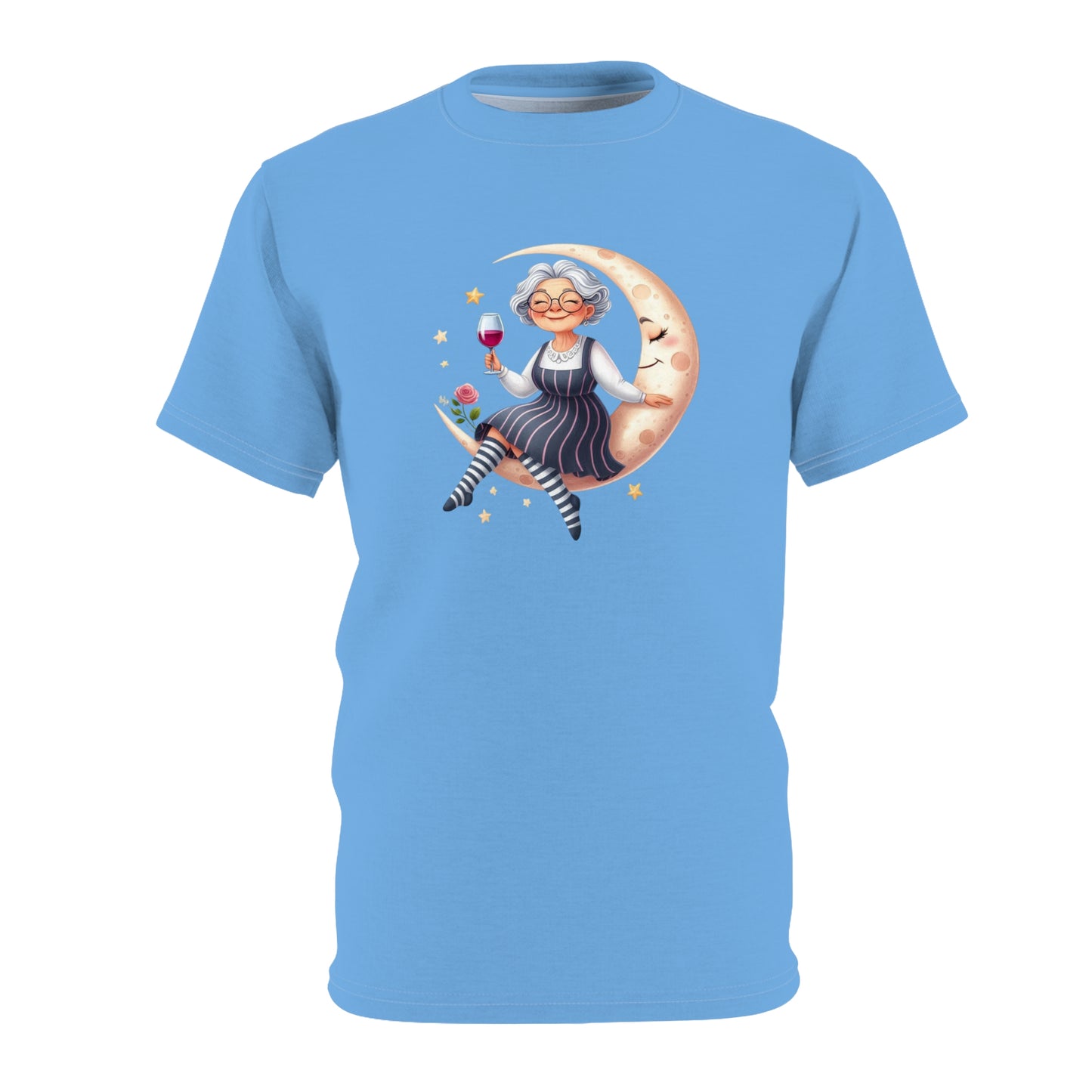 Whimsical Moonlight Tee: Fun Unisex Cut & Sew Shirt, Perfect for Relaxation, Gift for Friends, Cozy Nights, Festival Wear