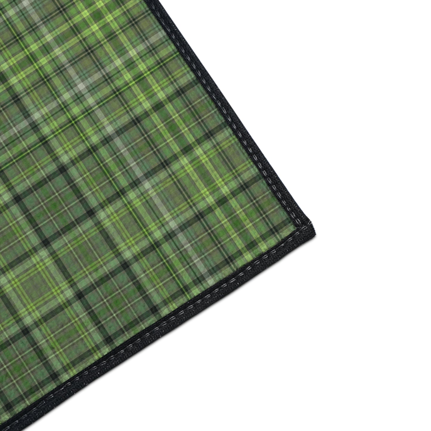 Green Plaid Heavy-Duty Floor Mat — Durable Non-Slip Entry Rug