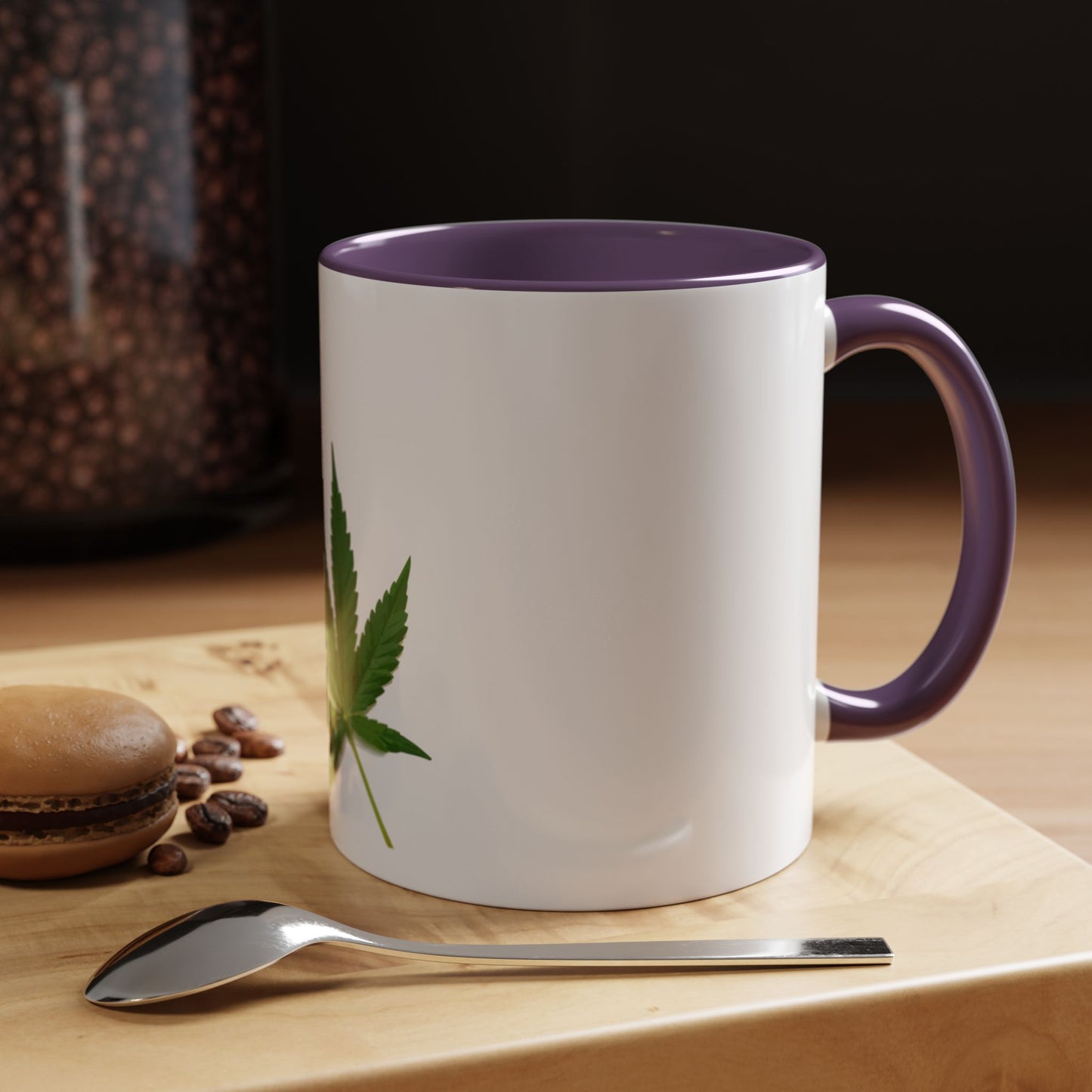 Marijuana Leaf Accent Coffee Mug | Cannabis Lover's Gift, Unique Coffee Cup, Pothead Mug, Stoner Gift Idea, Greenery Decor
