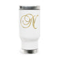 Monogram 'N' Gold Travel Mug — 14oz Stainless Steel Insulated Tumbler with Handle