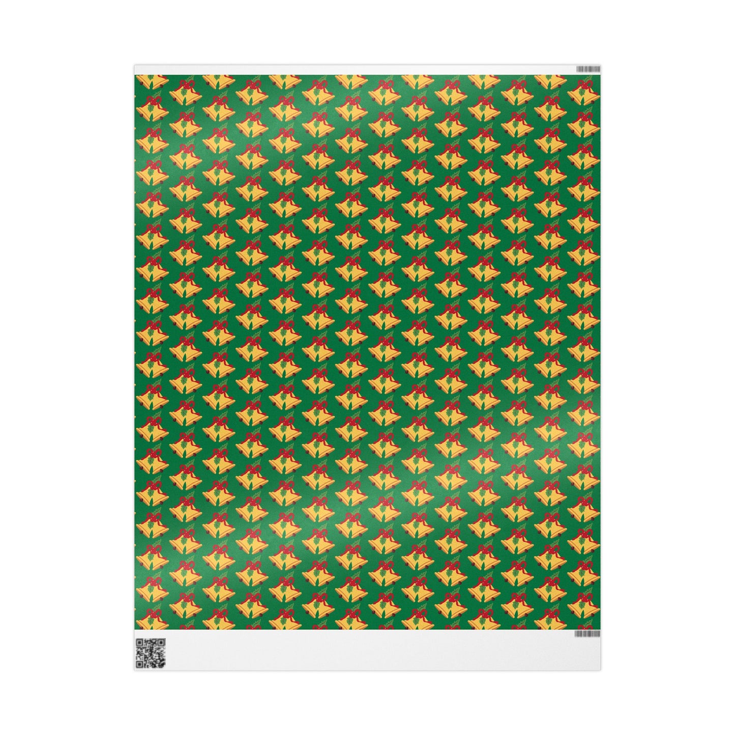 Christmas Bells Wrapping Paper Roll — Green Holly Holiday Gift Wrap