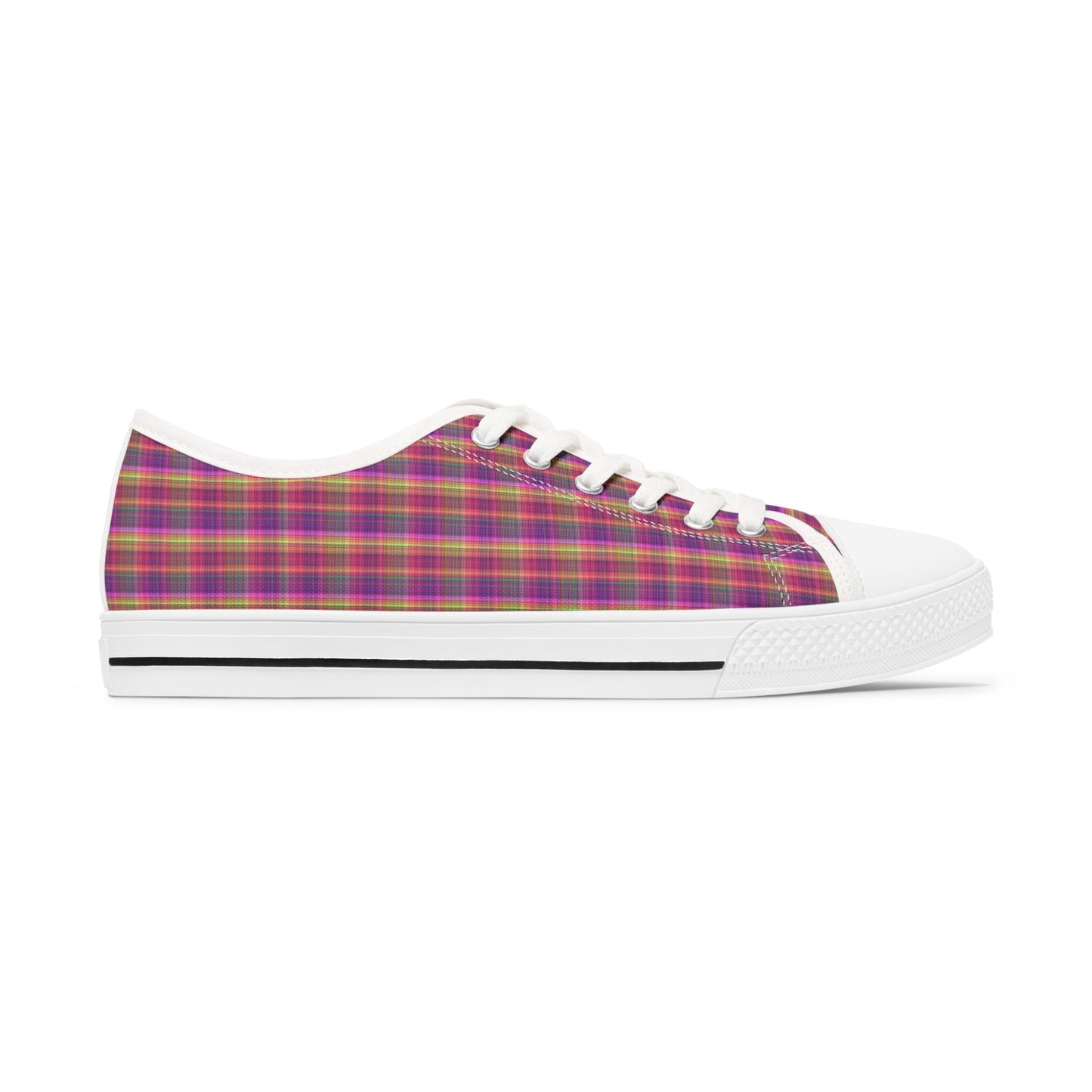 Plaid Low Top Sneakers — Women's Casual Canvas Shoes