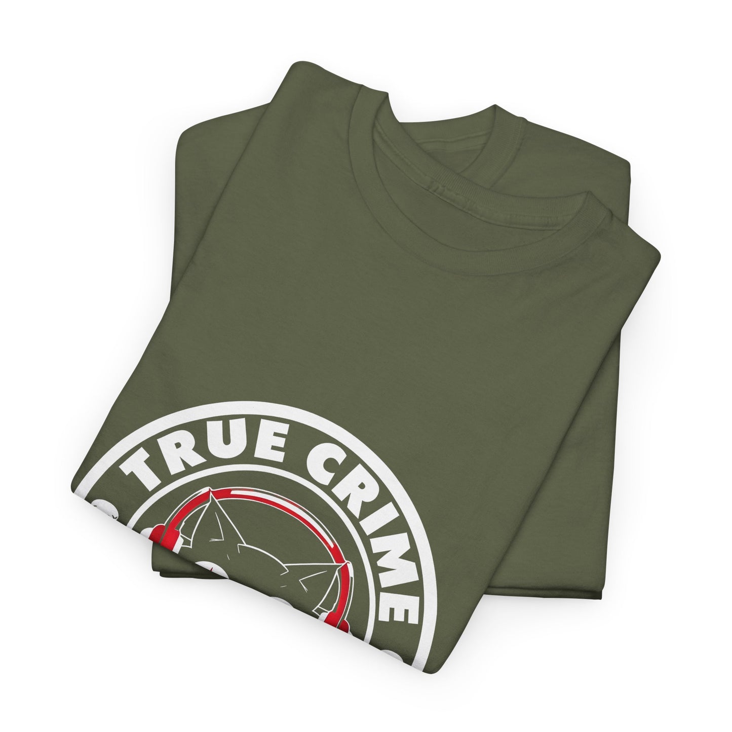 True Crime Podcast Tee — Cat with Headphones Logo