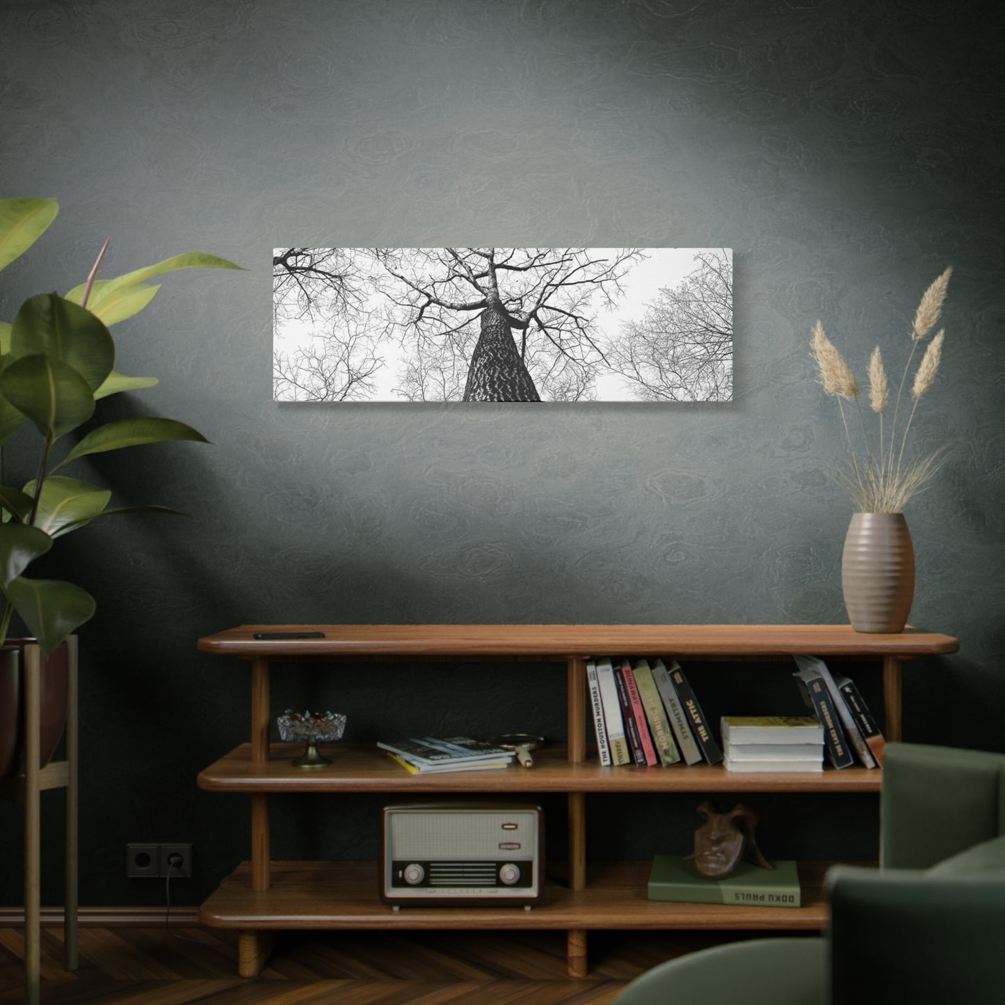 Black & White Tree Canopy Matte Canvas Wall Art — Upward Forest Photography