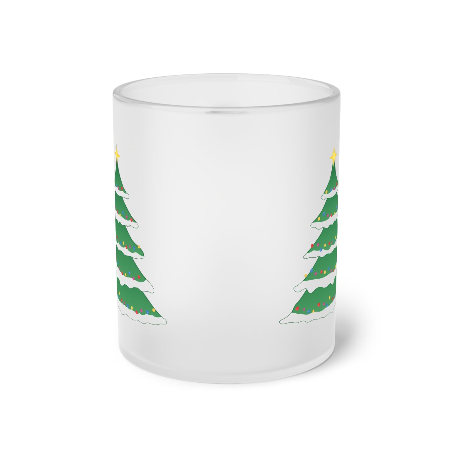 Frosted Glass Mug — Festive Christmas Tree Holiday Coffee Cup