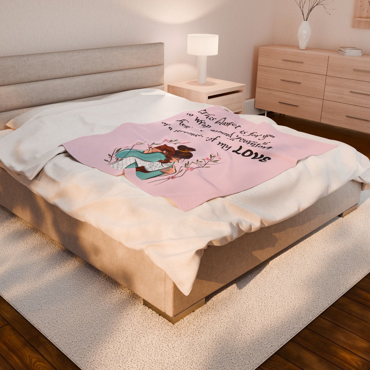 Velveteen Plush Blanket – "This blanket is for you to wrap around yourself" Comfort Throw (Hug Illustration)