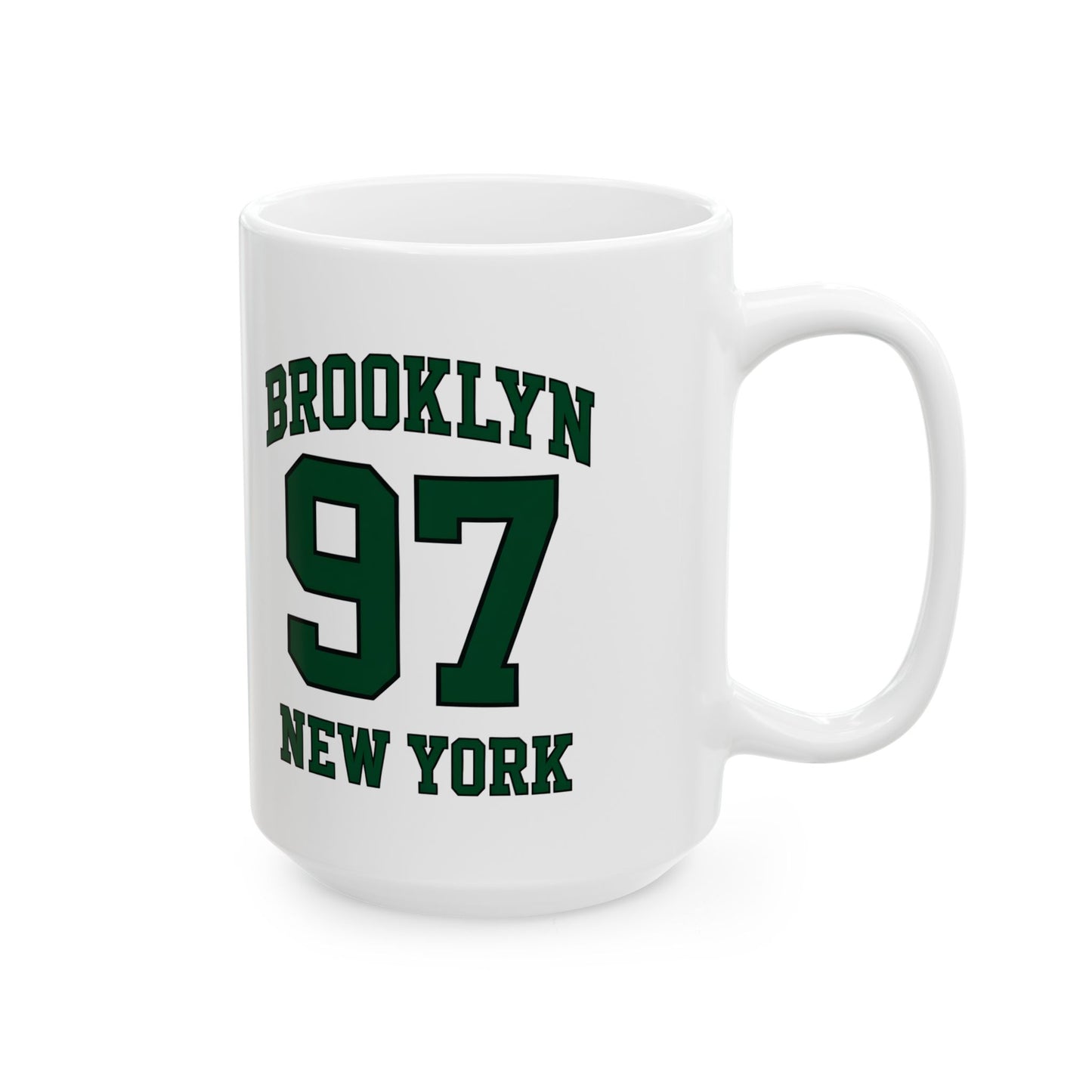 Brooklyn 97 New York Ceramic Mug – Vintage Varsity Number Coffee Cup (11oz, 15oz)