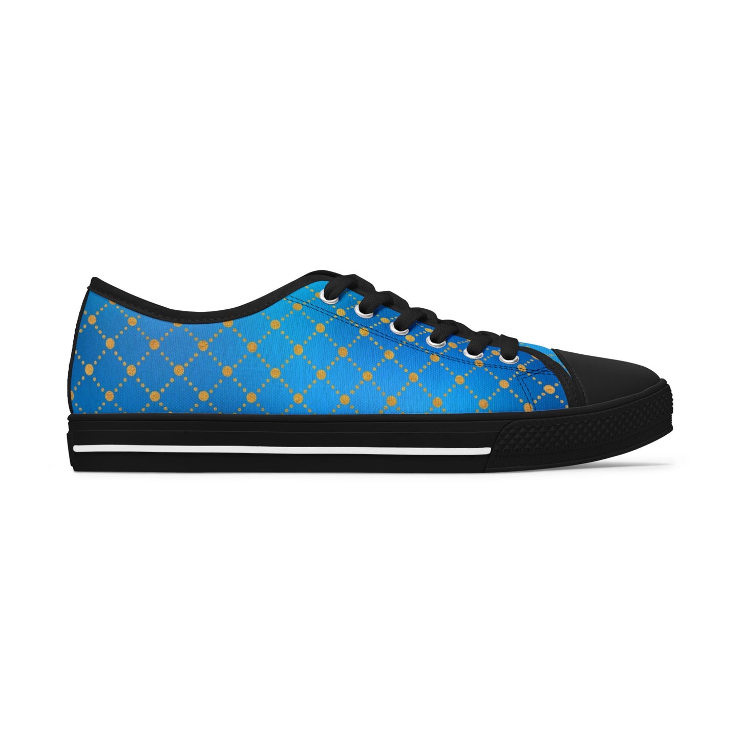 Blue Gold Lattice Low Top Sneakers
