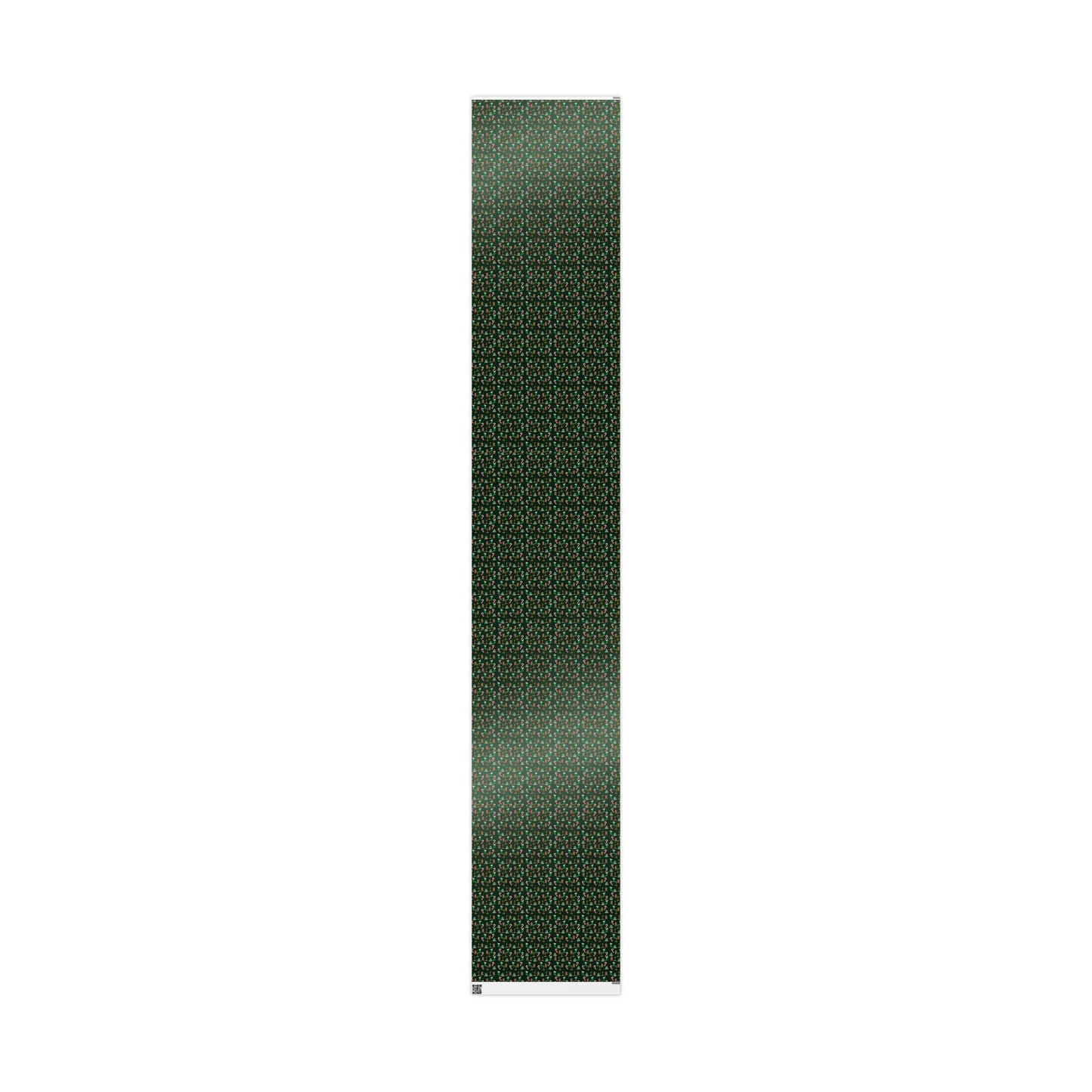 Christmas Wrapping Paper Roll — Gingerbread & Candy Cane Pattern on Dark Green