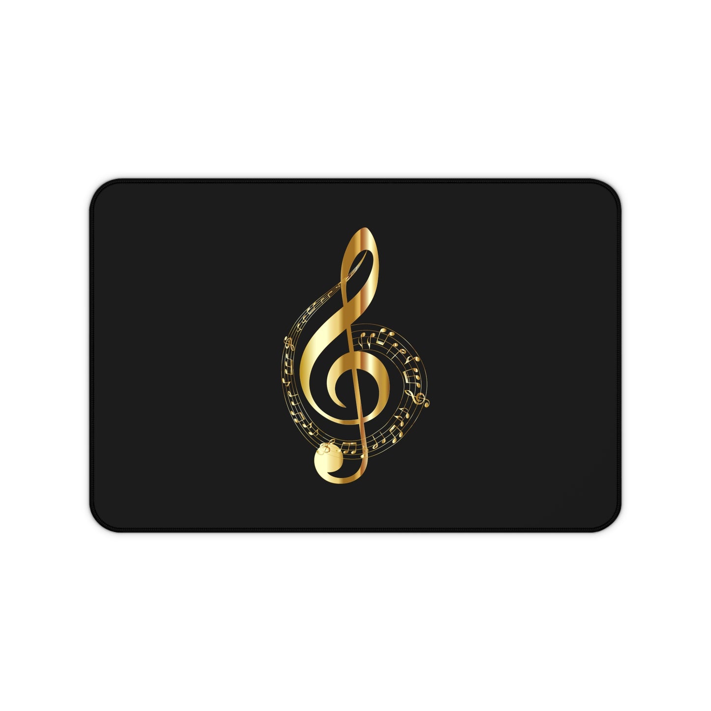 Gold Treble Clef Desk Mat — Elegant Musician Mouse Pad