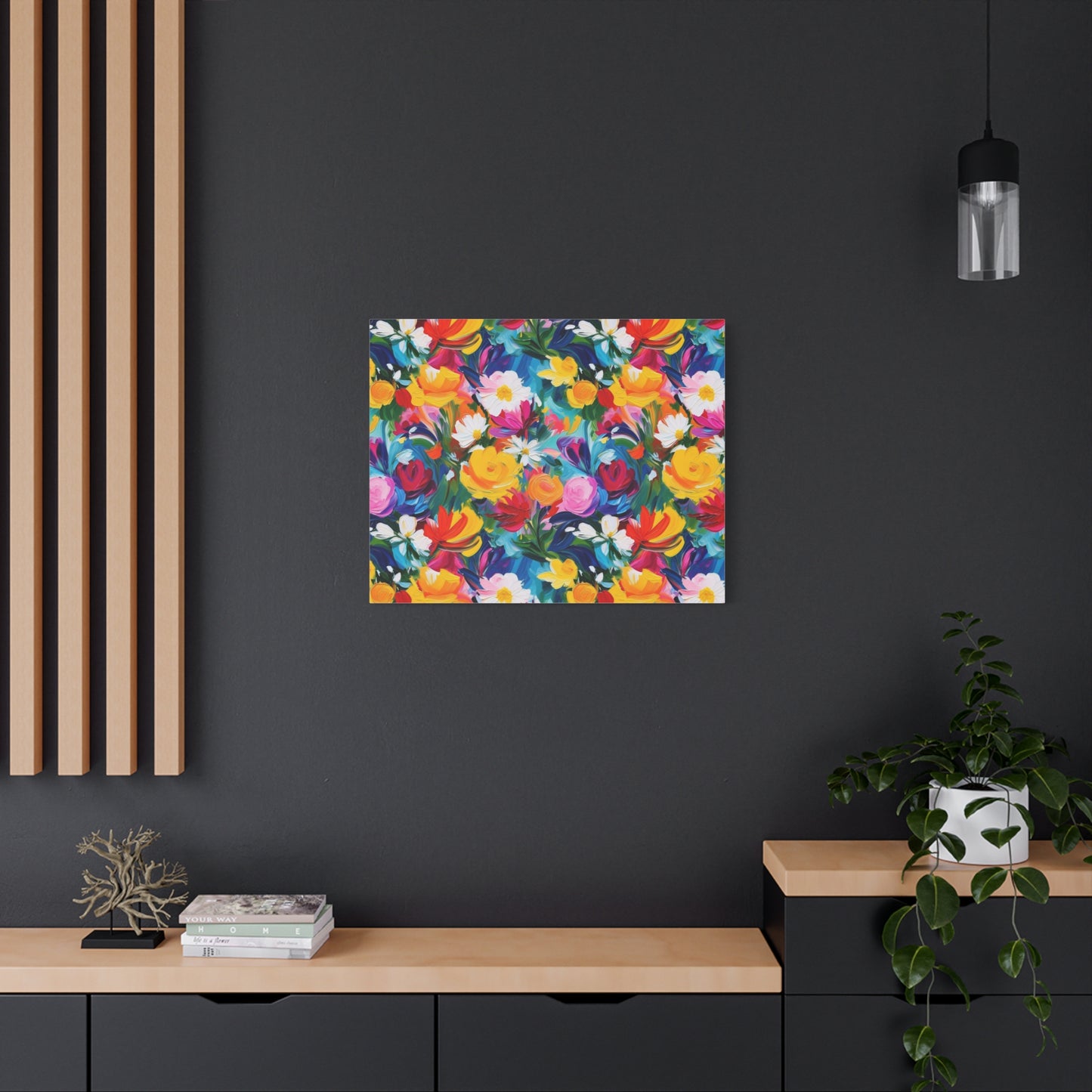 Vibrant Floral Matte Canvas Wall Art — Colorful Garden Print, Stretched 1.25"