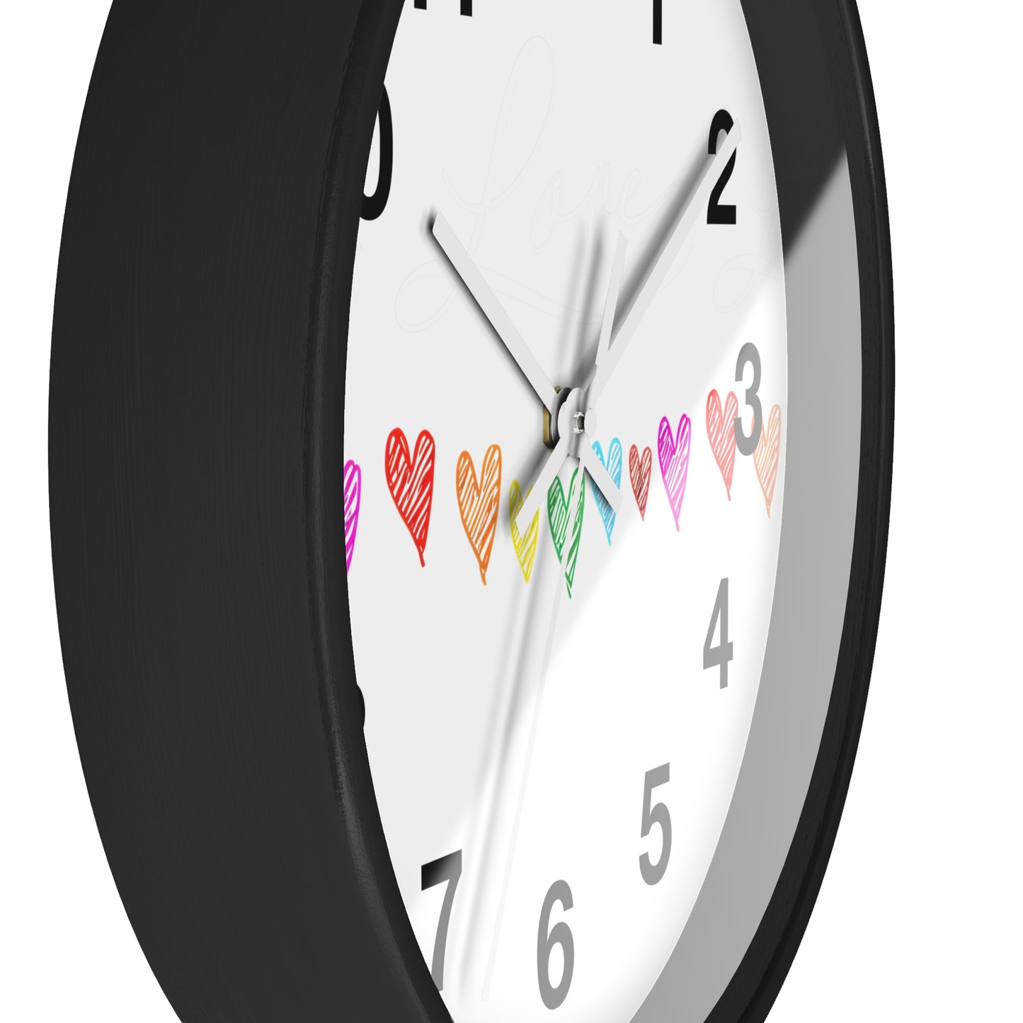 Rainbow Hand-Drawn Hearts Wall Clock | Colorful Heart Line Clock