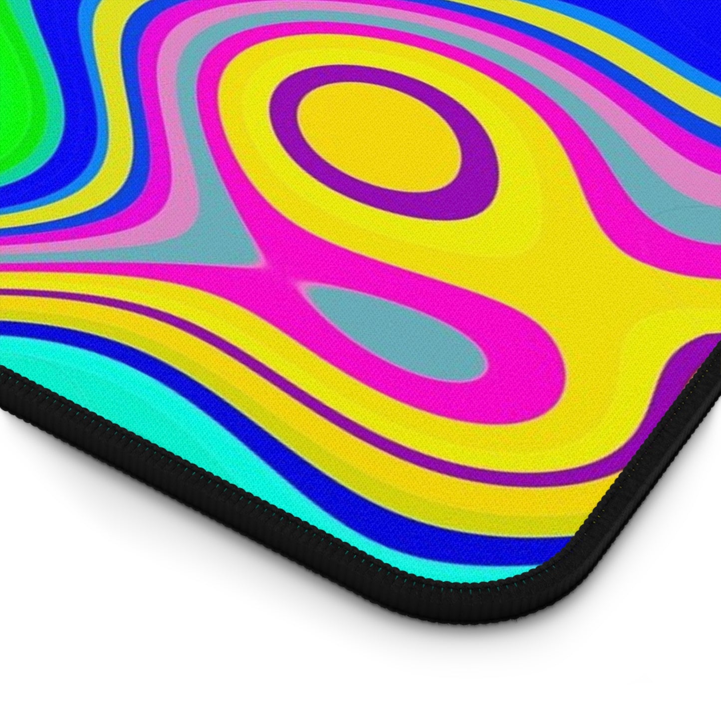 Psychedelic Swirl Desk Mat — Bright Retro Abstract Mouse Pad