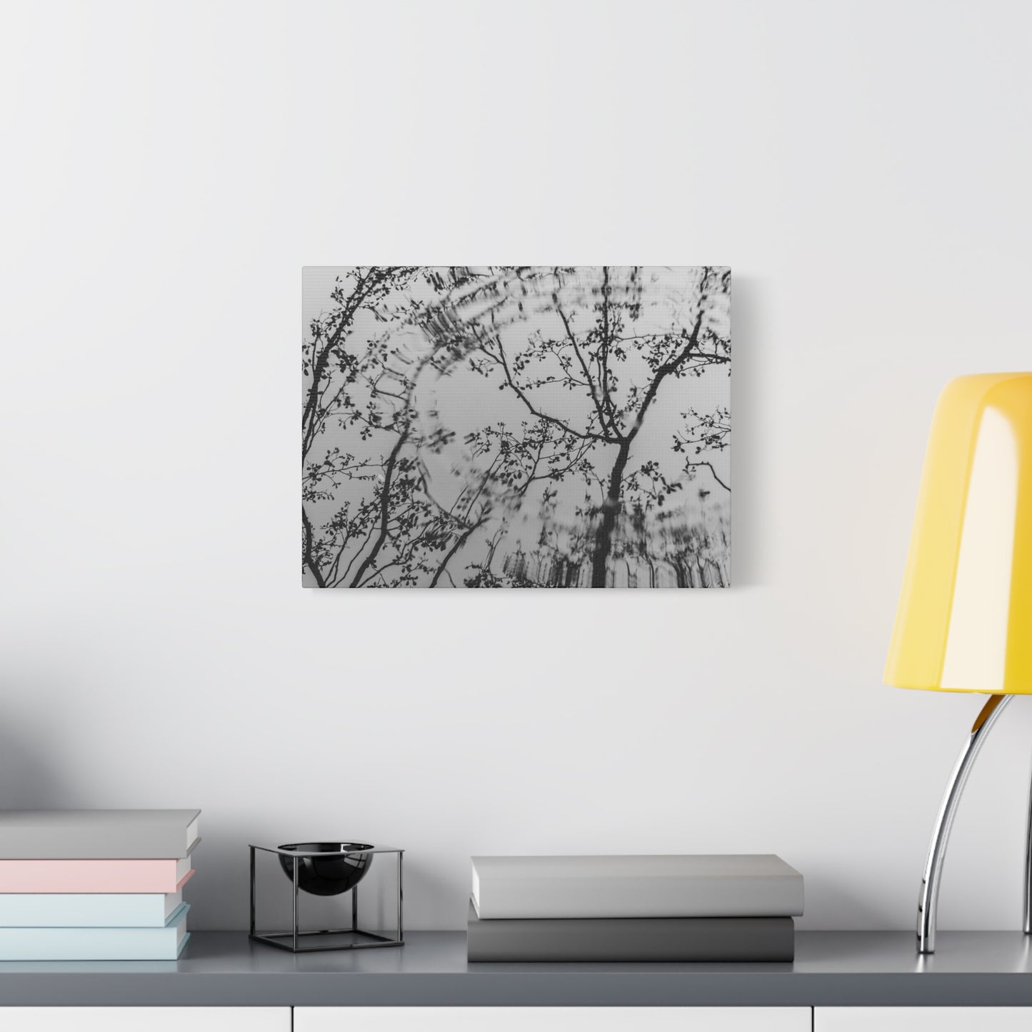 Canvas Wall Art — Monochrome Blurred Ferris Wheel with Tree Silhouettes