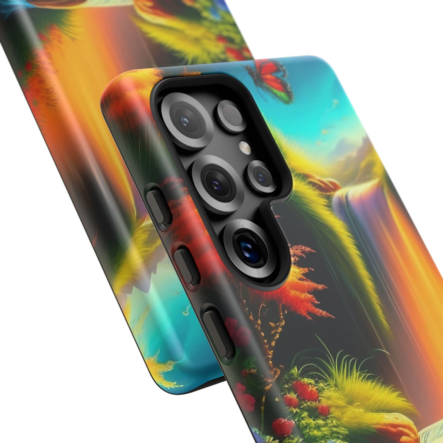 Phone Case - Vibrant Waterfall Landscape with Butterfly | Colorful Nature Protective Case