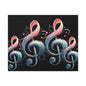Musical Treble Clef Canvas Wall Art — Pastel Ribbon Notes on Black