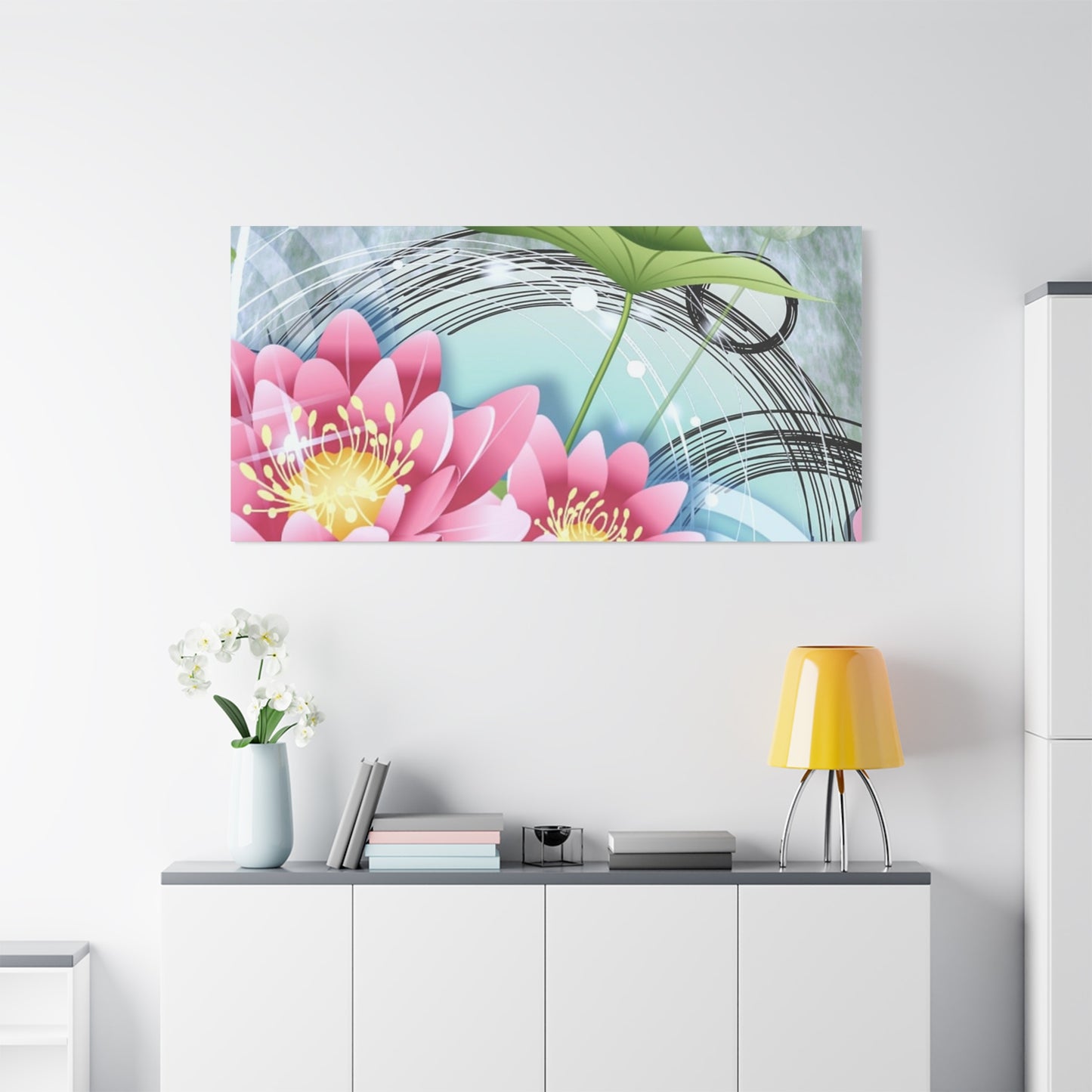 Lotus Blossom Matte Canvas Wall Art — Stretched 1.25" Decorative Print