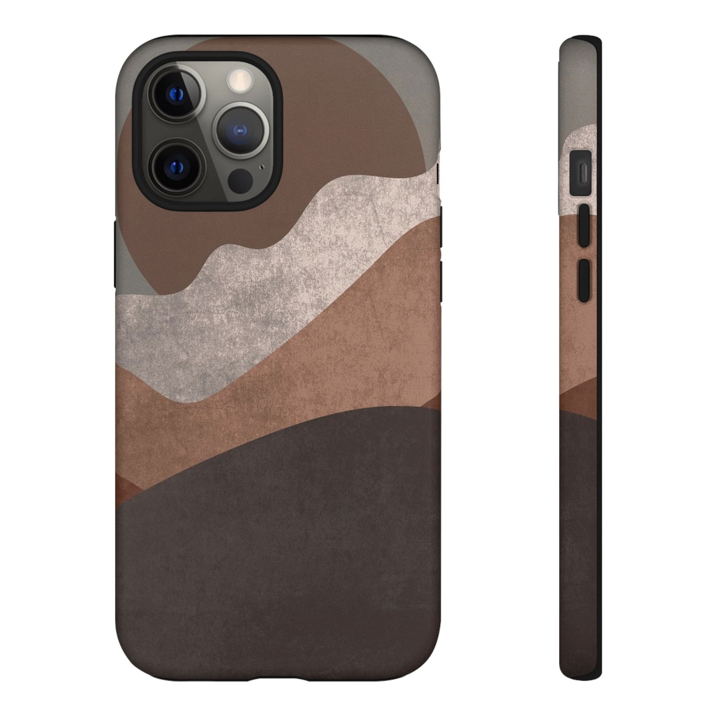 Abstract Earthtone Phone Case — Brown Layered Rugged Tough Case