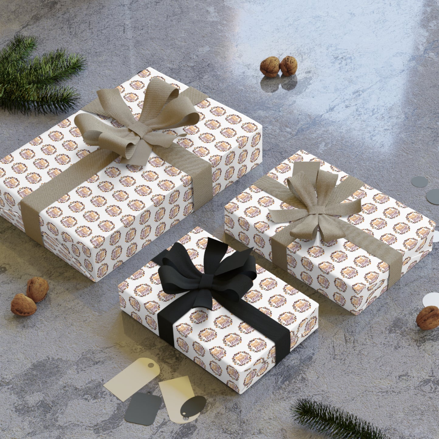 Neutral Leopard Print Gift Wrap Roll — Modern Safari Animal Pattern Wrapping Paper