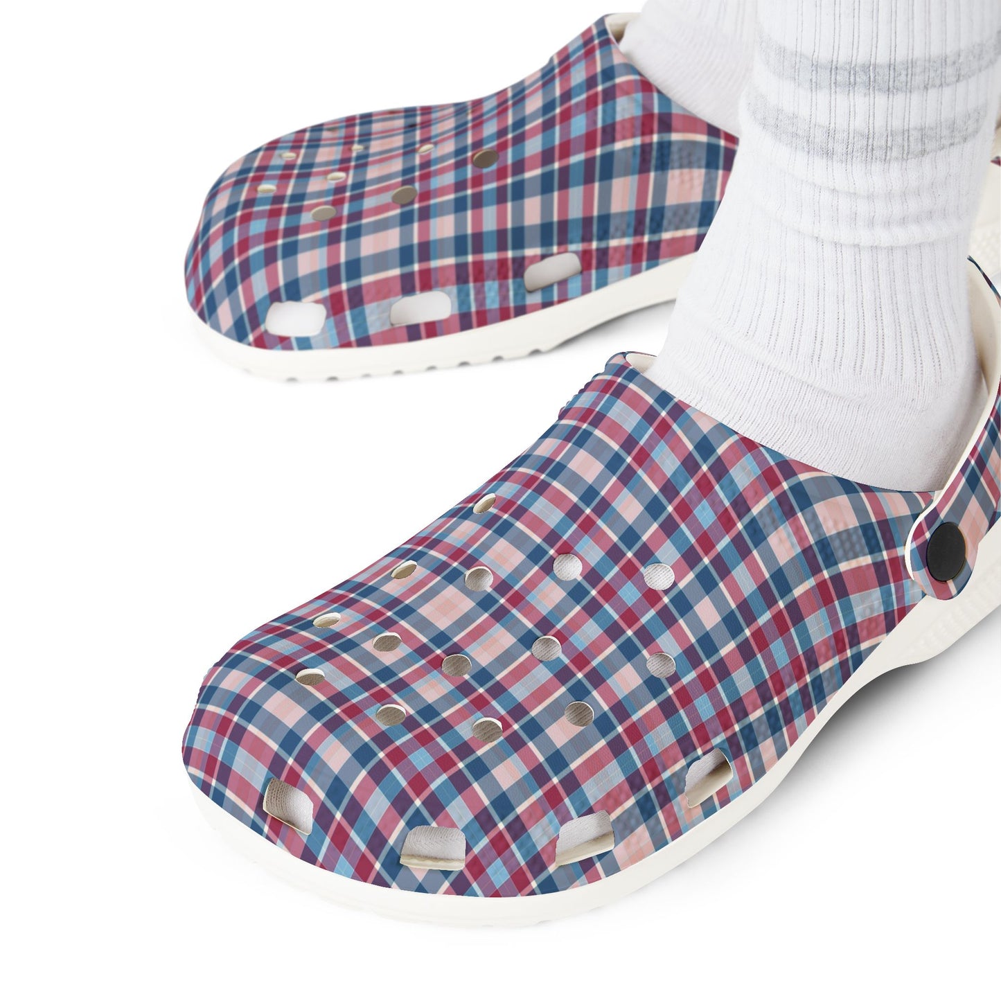 Plaid EVA Foam Clogs — Lightweight Comfortable Garden & Casual Shoes