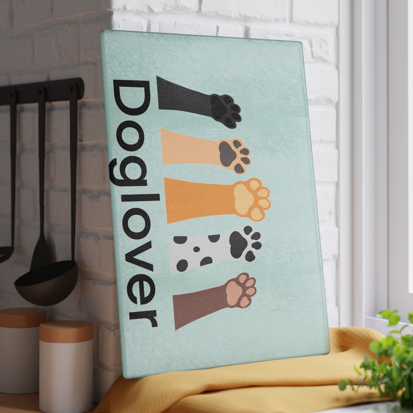 Doglover Glass Cutting Board – Cute Paw Print Kitchen Decor
