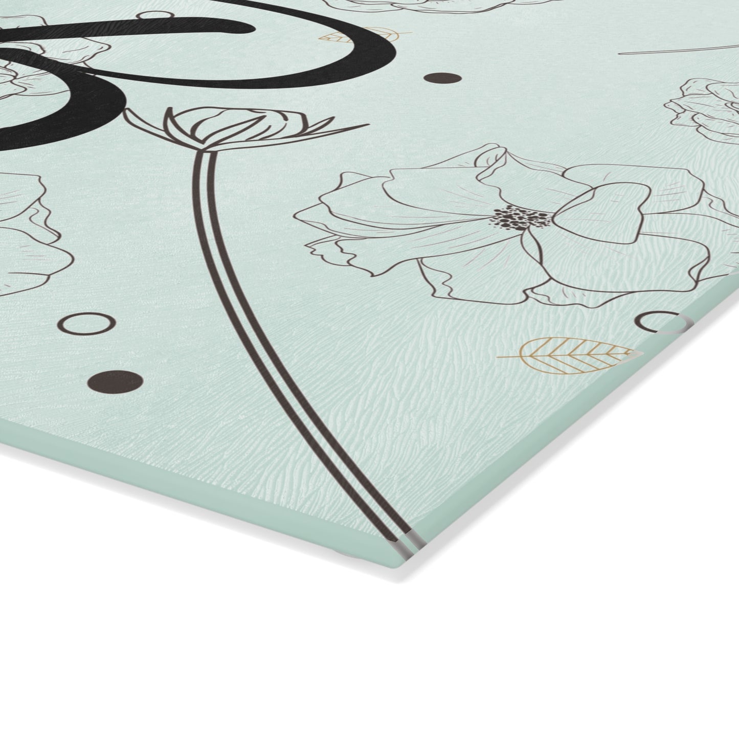 Floral Monogram Glass Cutting Board - Personalized Kitchen Decor
