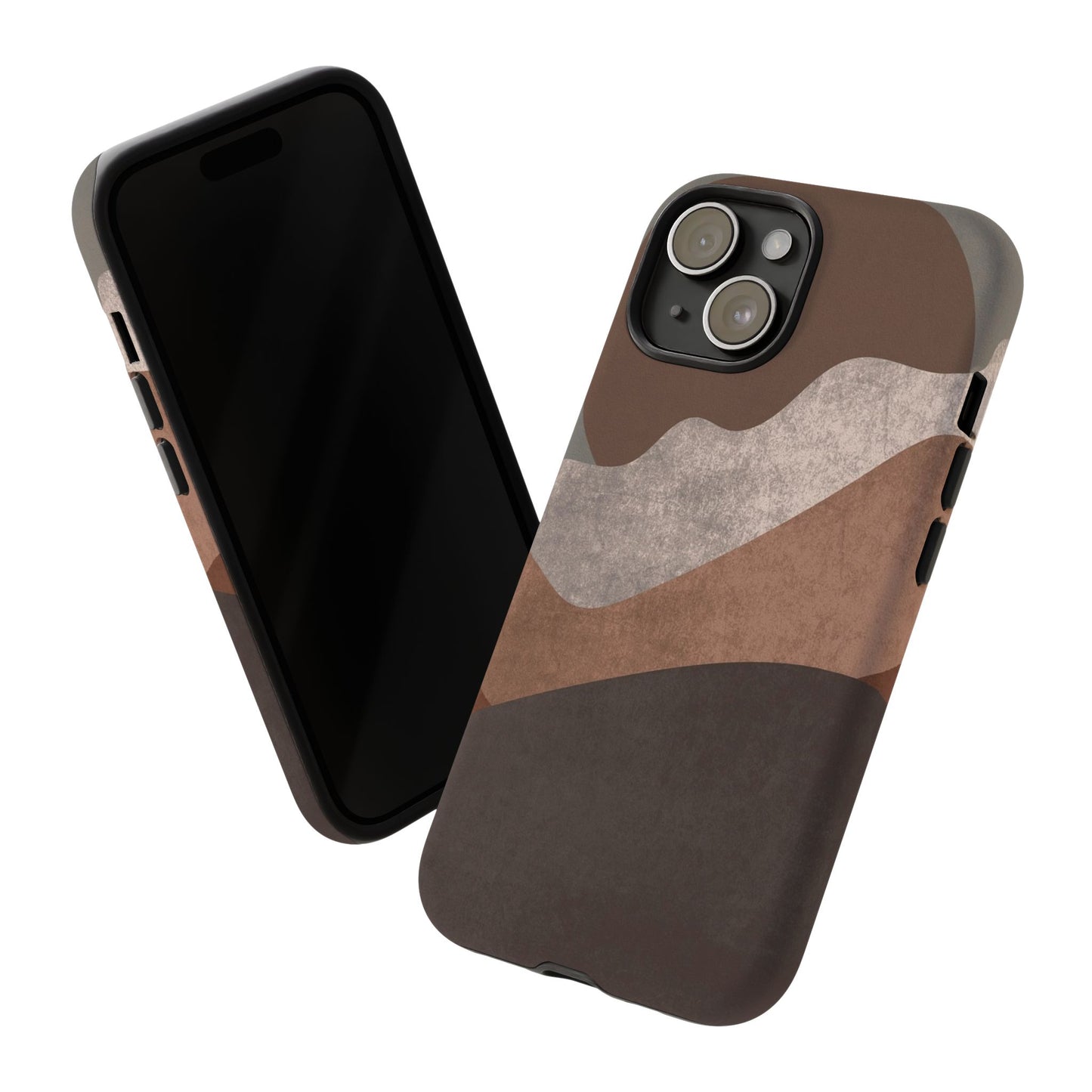 Abstract Earthtone Phone Case — Brown Layered Rugged Tough Case