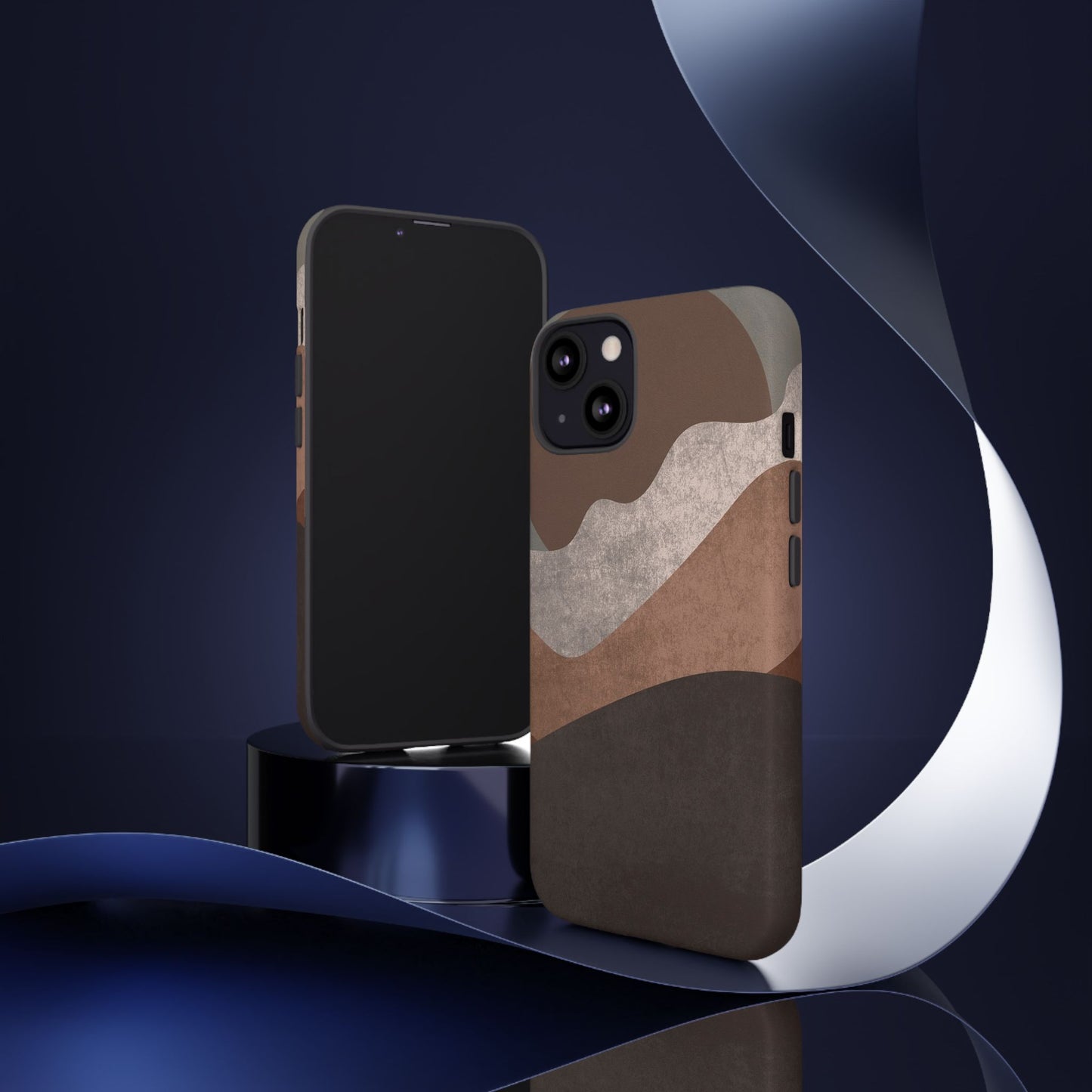 Abstract Earthtone Phone Case — Brown Layered Rugged Tough Case