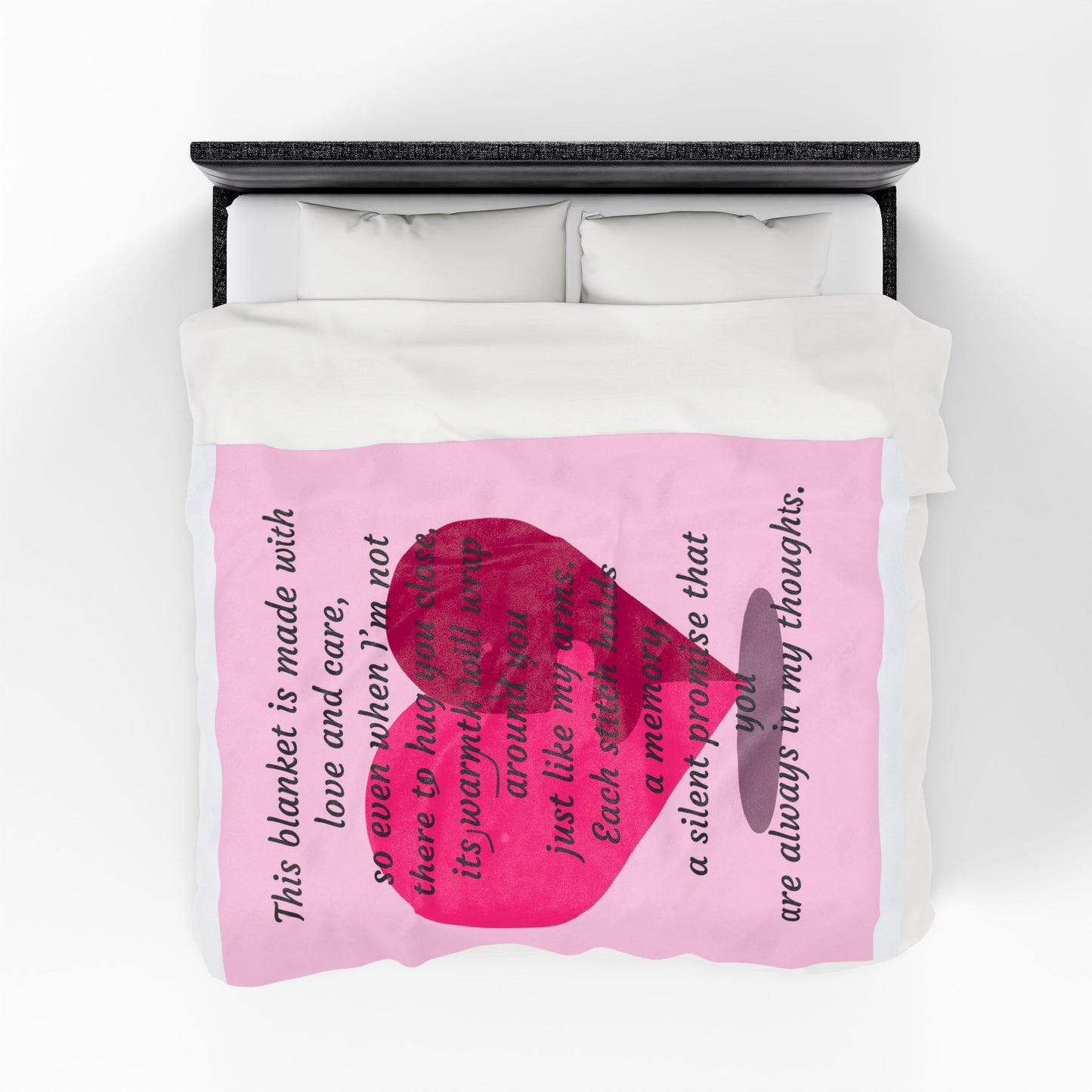 Memorial Heart Velveteen Plush Blanket — "This blanket is made with love and care" Comfort Throw