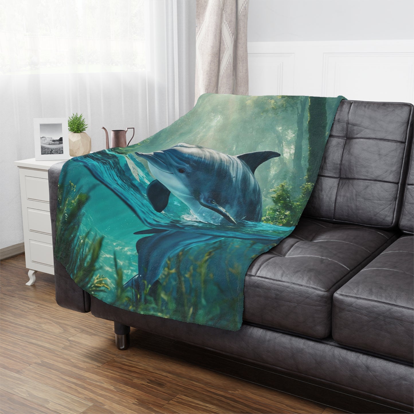 Dolphin Swim Minky Blanket – Tropical Underwater Ocean Throw
