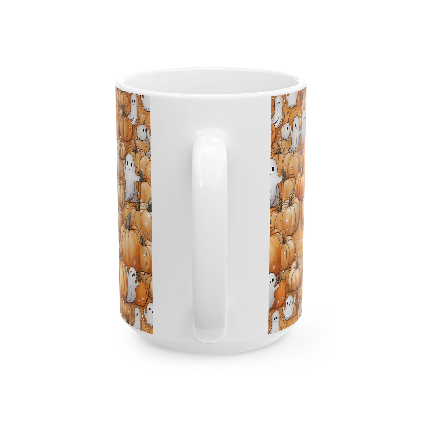 Ghostly Pumpkin Ceramic Mug for Fall Sips, Halloween Decor, Cozy Coffee Lover Gift, Cute Halloween Mug, Pumpkin Spice Mug