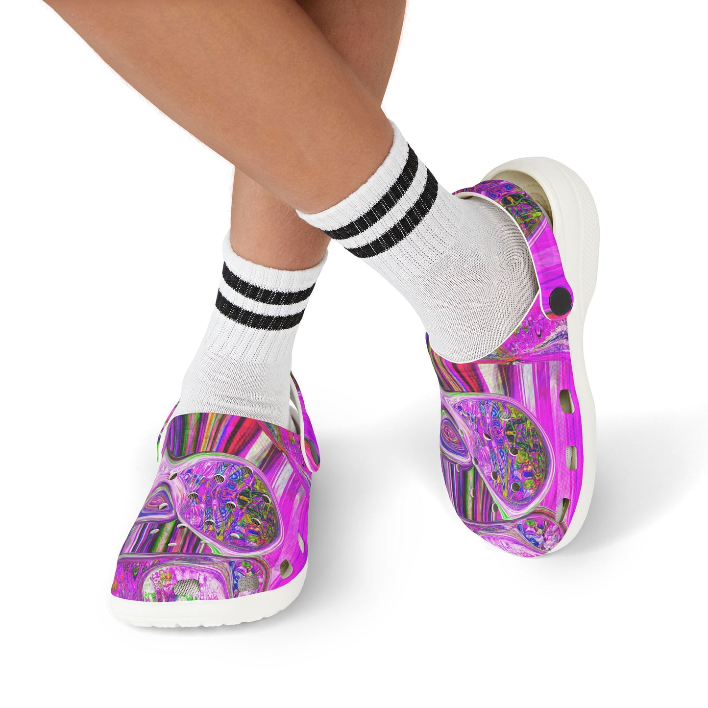 Kids Purple Swirl EVA Foam Clogs — Colorful Psychedelic All-Over Print